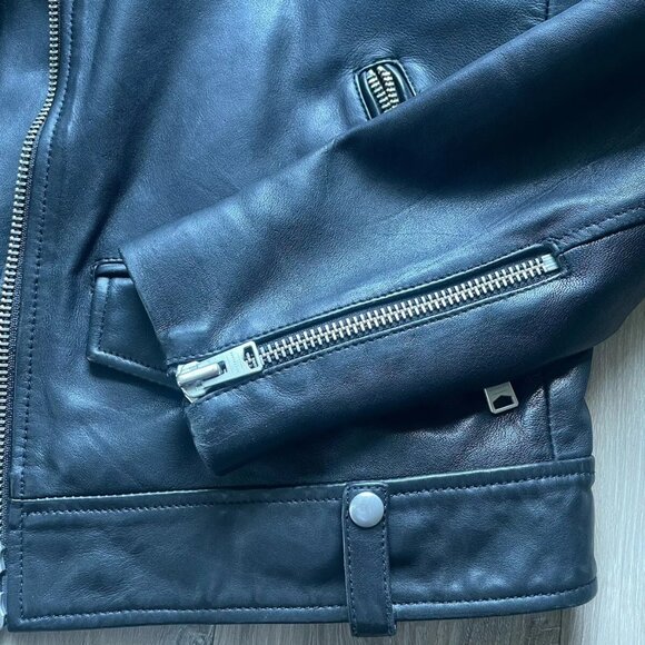 AllSaints Men’s Brett Leather Double Rider Jacket Size S Black Moto Motorcycle - Picture 12 of 13